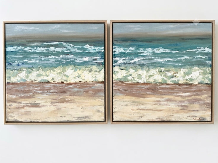 Whispering Shores | Oil on Canvas | 20" x 40" Diptych