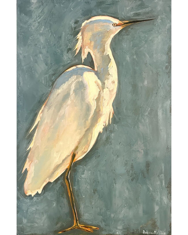 Heron is a 20" x 30" oil painting by artist Rebecca Robb - rebeccarobbfineart.com