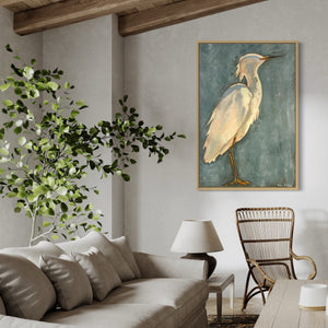 Heron is a 20" x 30" oil painting by artist Rebecca Robb