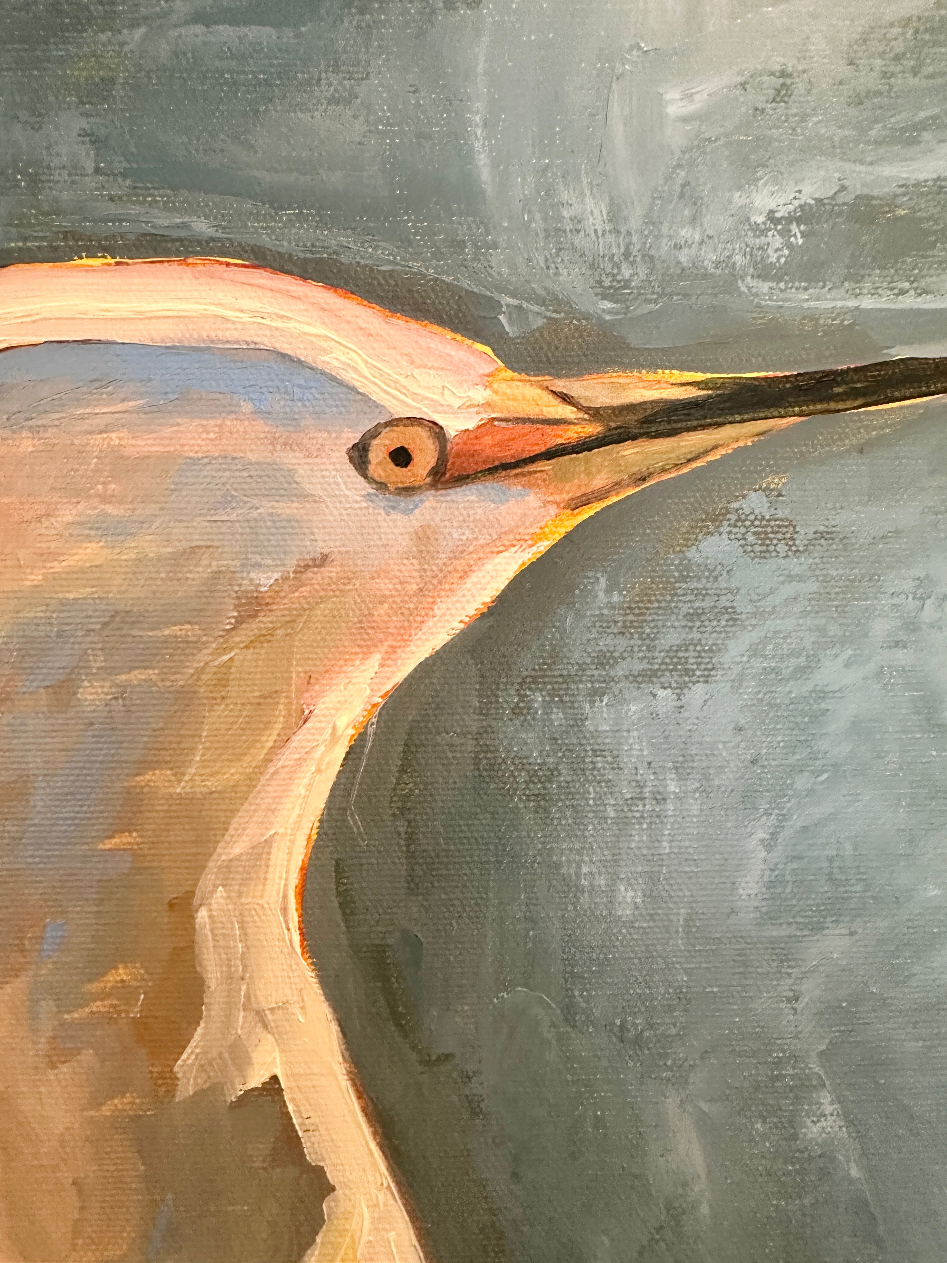 Heron is a 20" x 30" oil painting by artist Rebecca Robb