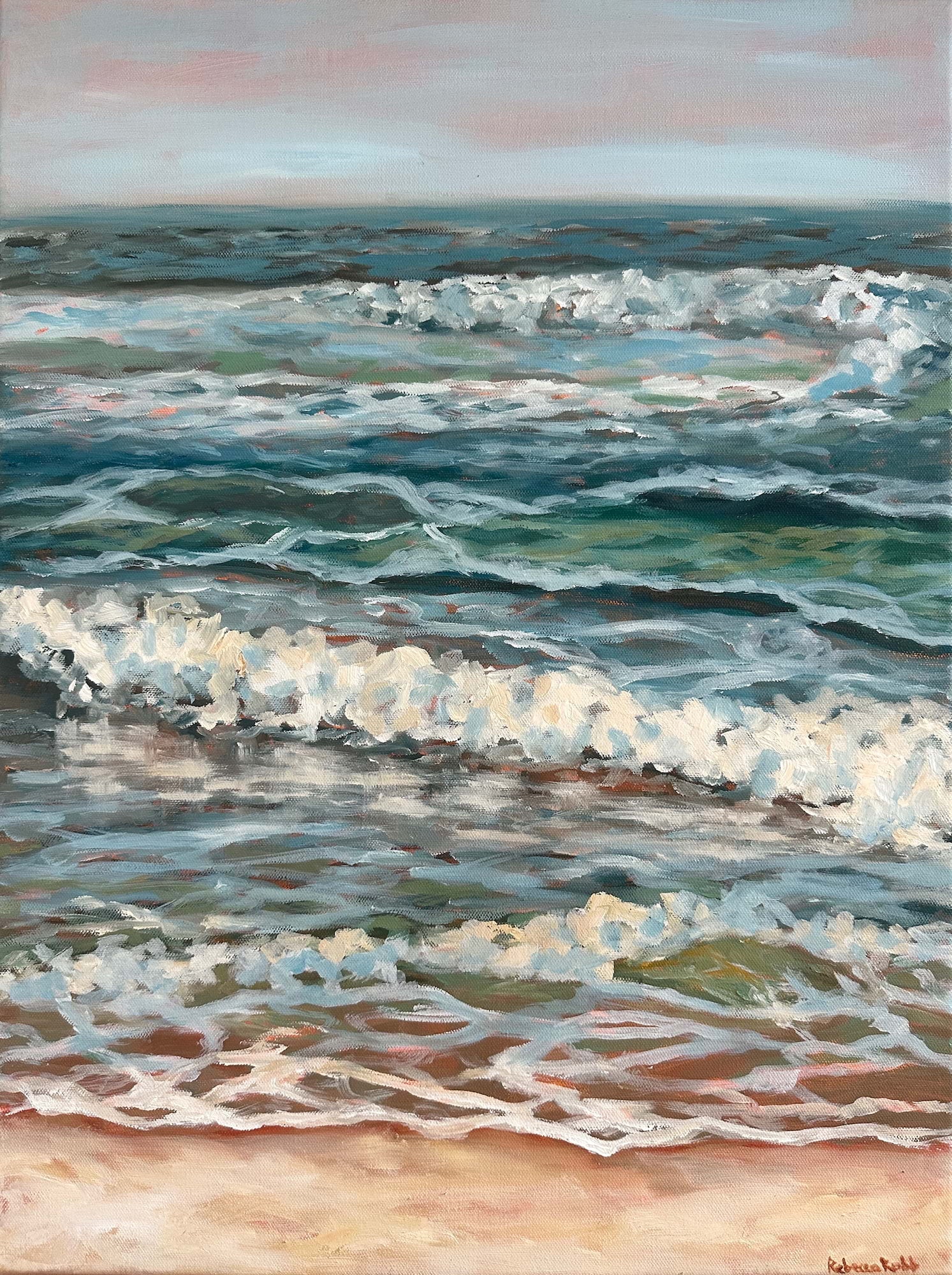 Rolling Waves | Oil on Canvas | 18 x 24 - rebeccarobbfineart.com