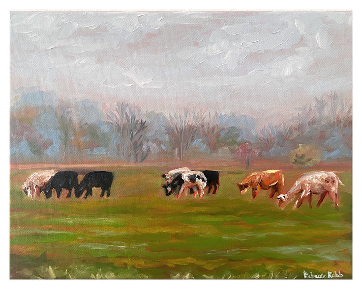 Grazing | Oil on Canvas | 12" x 12" - rebeccarobbfineart.com