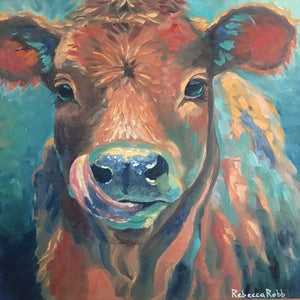 Cowlick | Oil on Canvas | 20" x 20" - rebeccarobbfineart.com